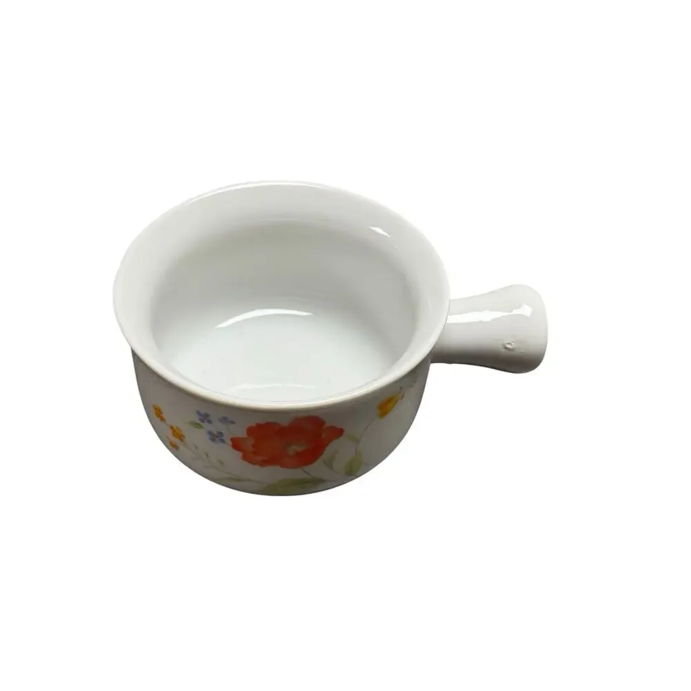 VTG Hearthside Bake N' Serve Dishes Ramekins Poppy Garden Floral Made In Japan